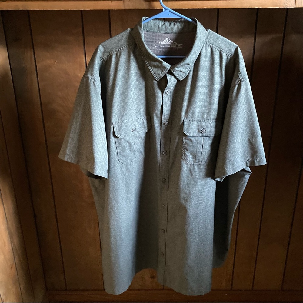 Croft & Barrow Quick Dry Shirt Mens 4XB Gray Vented Fishing Outdoors